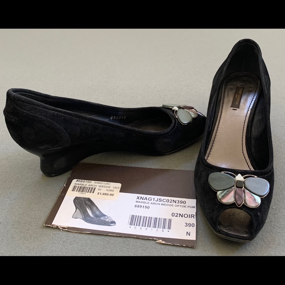 Vintage Louis Vuitton butterfly short wedges